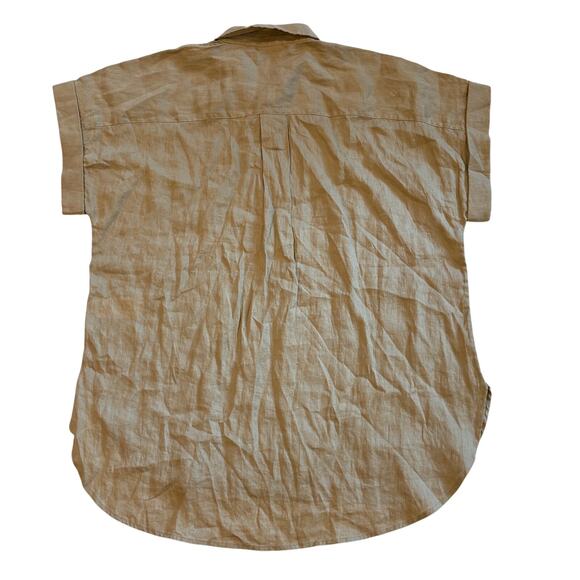 Lauren Ralph Lauren Linen Shirt Womens Large Brown Button Up Dolman Short Sleeve - Picture 2 of 8